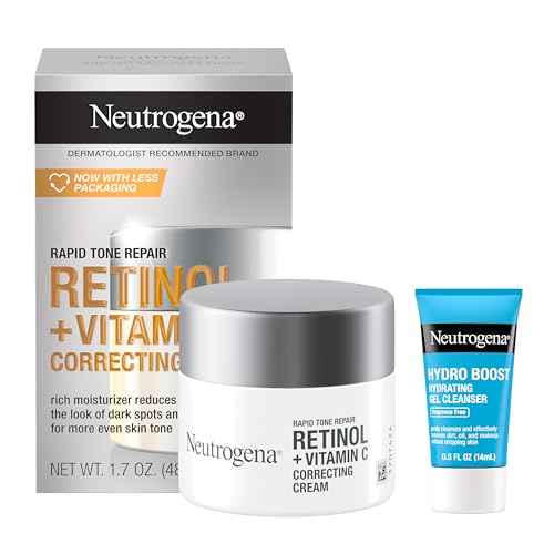 Neutrogena Rapid Tone Repair Retinol + Vitamin C Face Moisturizer, Dark Spot Corrector, Anti-Aging Face Cream for Even Tone 1.7 oz + Trial Size Hydro Boost Facial Cleanser, 0.5 fl. oz