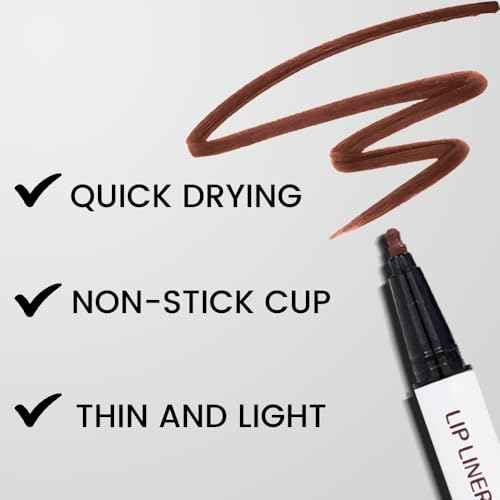 Longwear Liquid Lip Liner Stain Marker Pen Long Lasting Waterproof, Dark Red Brown Lips Marker Stain Matte Semi Permanent 24 Hour Lip Liner and Lipstick Combo, Color Stay Lipliner Stains peel off 11