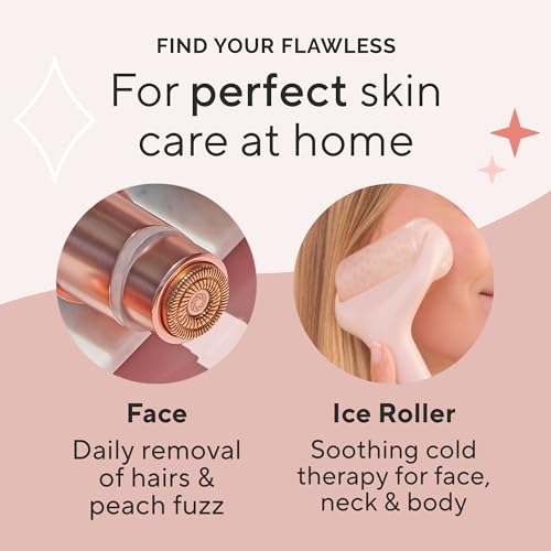 Finishing Touch Flawless Contour Vibrating Facial Roller & Massager, Rose Quartz