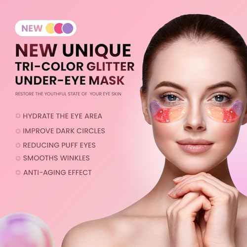 Under Eye Patches (24 Pairs) - New Tri-color Glitter Eye Gel Pads for Dark Circles Puffy Eyes,Under eye Bags,Wrinkles|Natural Collagen Under Eye Mask Patches, Gel Under Eye Patches