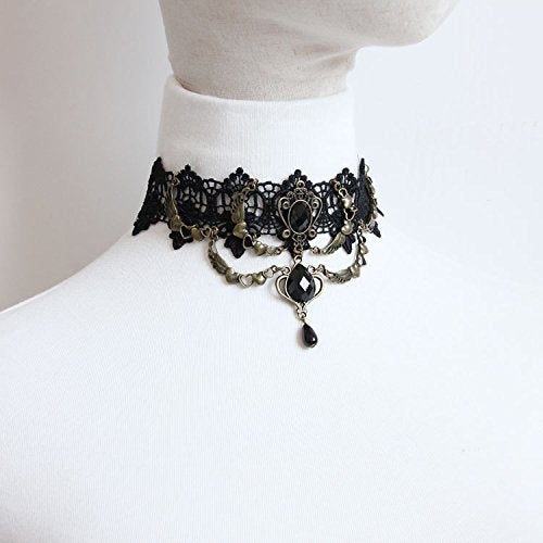 Love Sweety Halloween Vintage Crown Rose Headband Gothic Floral Headpiece (Necklace and Bracelet Heart)