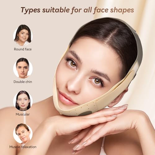 Reusable V Line Silicone Face Strap, Soft Silicone Chin Strap for Women 23-27 Inches(Skin tone)
