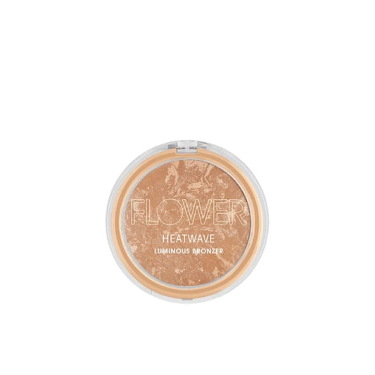 FLOWER Beauty By Drew Barrymore Heatwave Luminous Bronzer - Bronzer Powder Makeup - Warm Luminous Finish + Sunkissed Skin - Shimmering Powder - Ambient Glow - Cruelty-Free + Vegan (Sunswept)