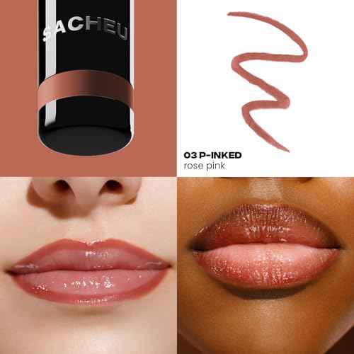 Sacheu Lip Liner STAY-N Peel Off Lip Stain ? Long Lasting Matte Lip Tattoo Transfer Proof Lipstain Infused with Hyaluronic Acid & Vitamin E for All Skin Types ? Vegan & Cruelty-Free, p-INKED
