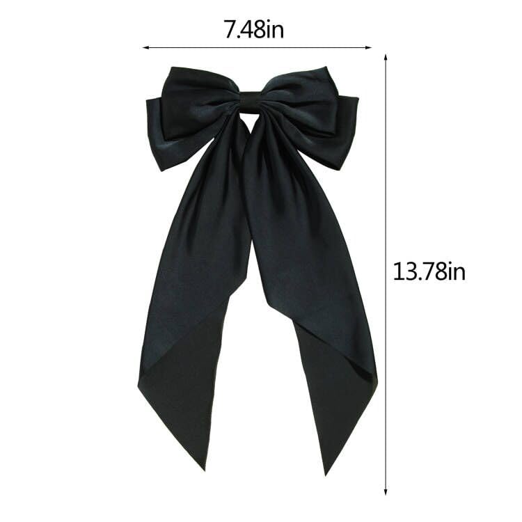 Women's Satin Hair Accessories: Long Ribbon Hair Pins with Big Bows for Party and Daily Wear