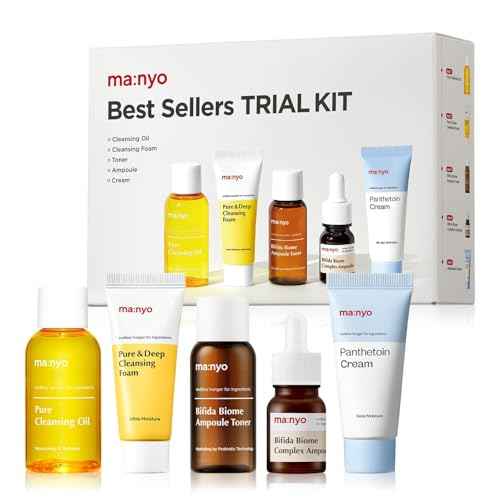 MA:NYO Best Sellers Kit | Travel size Trial & Gift Set | Pure Cleansing Oil, Pure Cleansing Foam, Bifida Biome Ampoule, Bifida Biome Toner, Panthetoin Cream | Korean Skin Care, Skin Repair Solution