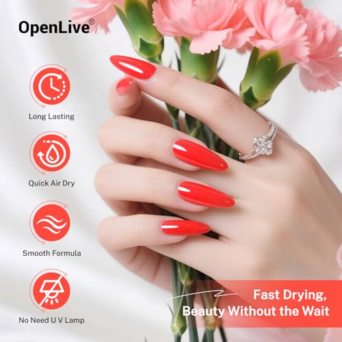 OpenLive 16.5ml Black Nail Polish Large Volume Quick Drying Nail Polish, Fast Drying and Long Lasting Color Nail Art DIY Home Manicure Gift for Women