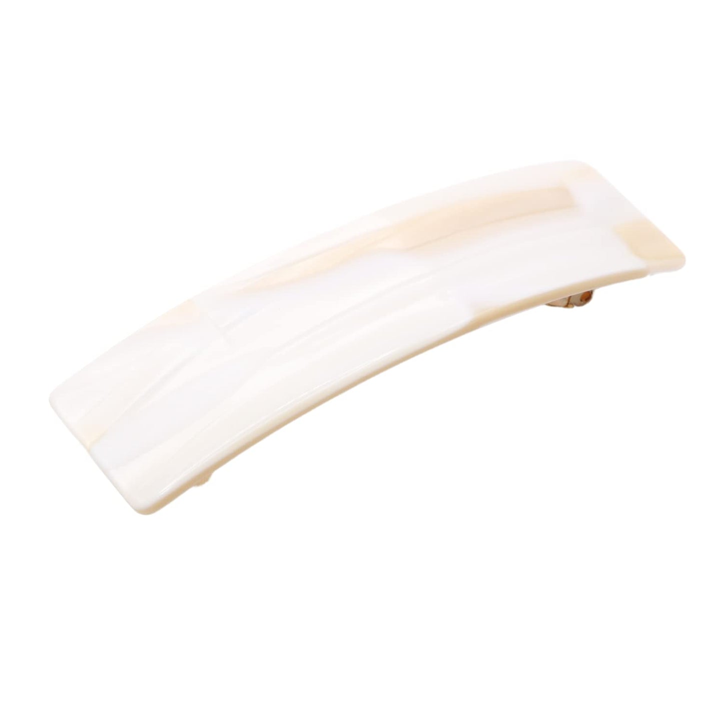 French Amie Fine 1 Inch Wide Rectangular Celluloid Handmade Ivory White Automatic Hair Clip Barrette (Ivory)