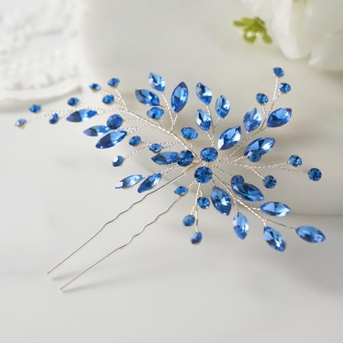 SWEETV Crystal Rhinestone Hair Pins & Comb Set - Elegant Hair Jewelry for Brides and Women (Pack of 2)