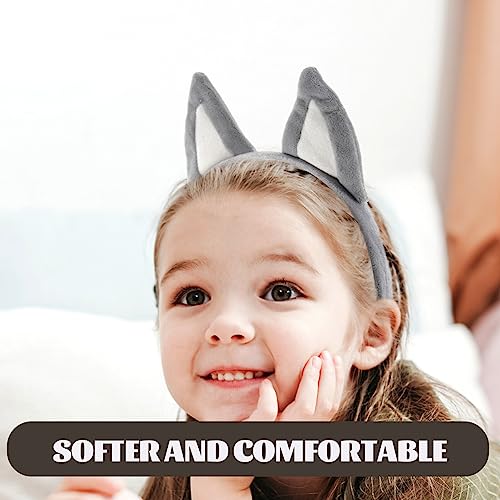 Dog Ears Headband Halloween Animal Cosplay Costumes Dress-up Headpiece Wolf Headwear for Women Grey