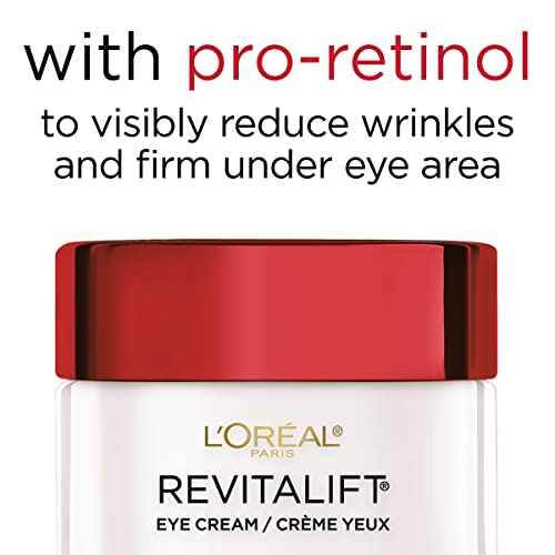 L'Oreal Paris Skincare Revitalift Anti-Wrinkle and Firming Eye Cream with Pro Retinol, Treatment to Reduce Dark Circles, Fragrance Free, 0.5 oz.