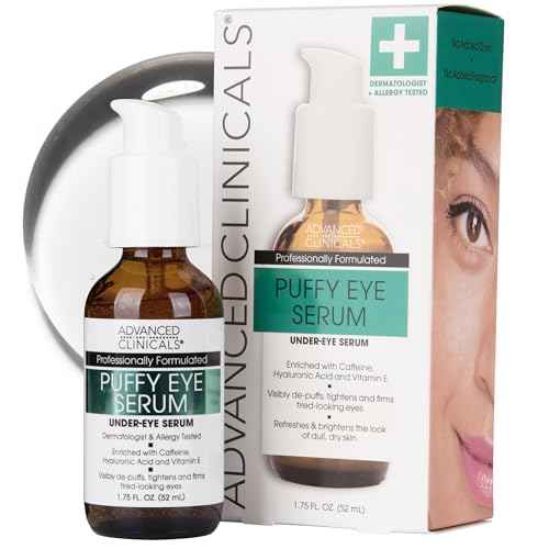Advanced Clinicals Puffy Eye Under Eye Serum | Visible Anti Aging Brightening Vitamin C + Caffeine Serum Helps Improve Look Of Puffiness, Fine Lines, Dark Circles, & Uneven Skin Tone, 1.75 Fl Oz