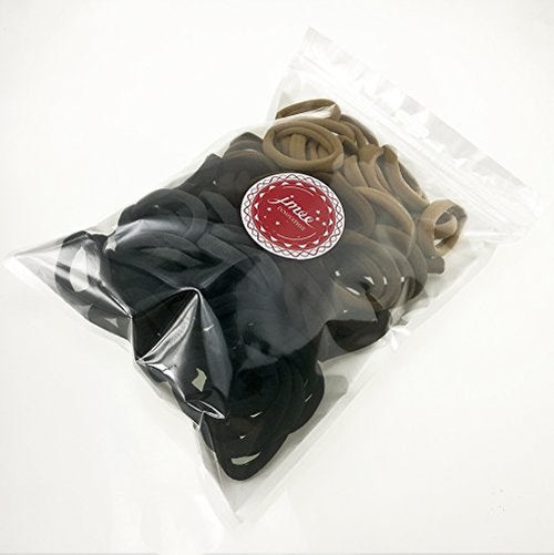 J-MEE Hair Bands 100PCS Seamless Cotton Ponytail Holders Scrunchies Hair Accessories for Thick Hair (black)