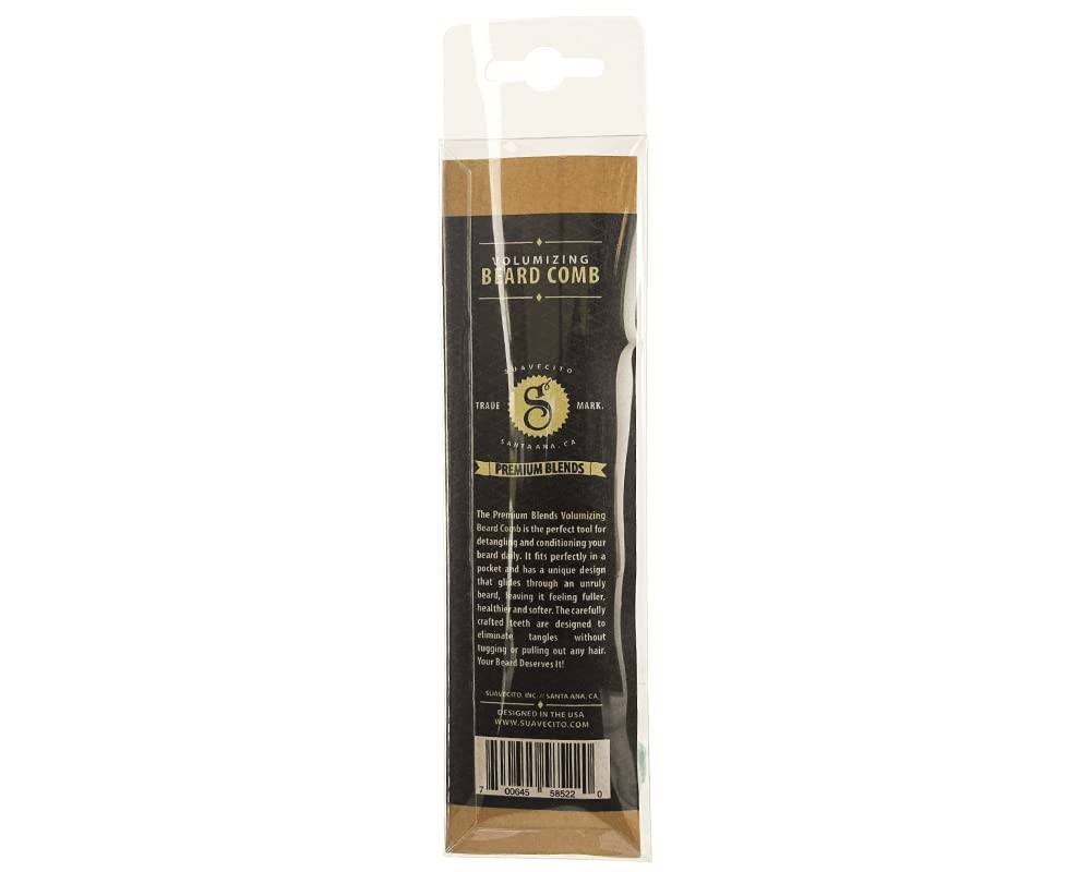 Suavecito Beard Comb - Acetate Amber Volumizing & Detangling Tool for Shaping