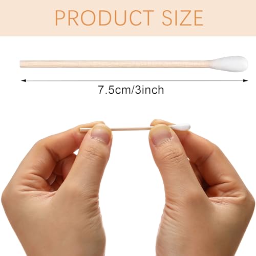 Norme 3 Inch Cotton Swabs in Storage Box 500 Pcs Long Qtips Round Tip with Wooden Handle Cleaning Swabs Buds for Makeup Gun Cleaning Pet Care