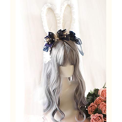 YOMORIO Bunny Ears Hair Hoop Lolita Anime Cosplay Headband Animal Ears Headwear (Blue)