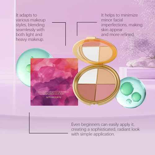 Eye & Cheek Palette - Eyeshadow and Highlighter Makeup, Face Highlighter Palette for Women, Multitasking Blush, Highlighting Eye & Cheek Palette, 4-In-1Makeup Palettes Kit