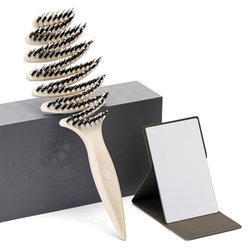 Lynnieëlle Boar and Nylon Bristle Hair Brush for Fine Hair - Ultimate Smoothing Vented Detangler Wet Brush for Women, A Great Gift, Aqua