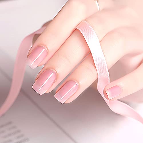 RARJSM Nude Pink Gel Nail Polish - Neutral, Transparent, French, Milky Pink Skin Tone - Sheer Light Pink Gel Nail Varnish - UV LED Cured, Soak Off - Home Salon DIY - 15ml Single Bottle