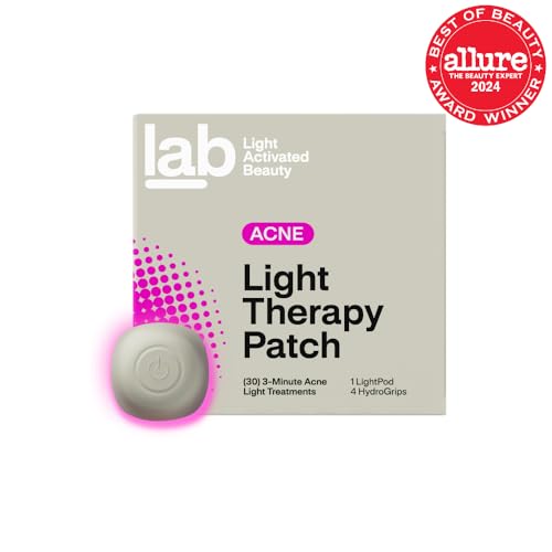 Light Activated Beauty l.a.b Light Therapy Acne Patch, 1-Pack, LED Red and Blue Light Hydrocolloid Acne Patches, Fast Acting 3 Minute Skin Care Pimple Patch Spot Regimen for Zits, Blemishes, 30 Uses
