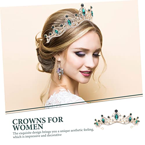 DRESSOOS Baroque Crown Cosmetic Containers Diamond Headband Blue Wedding Bridal Hair Decors Gold Tiara Pearl Decor Gold Wedding Decor Nurses Hat Zinc Alloy Miss Make up Small Crown