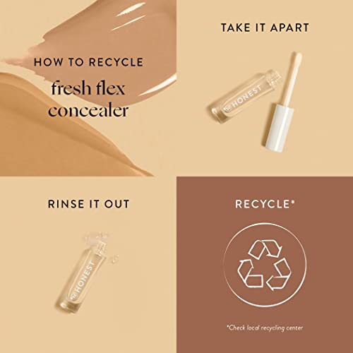 Honest Beauty Fresh Flex Concealer with Niacinamide + Vitamin E + Hyaluronic Acid | Vegan + Cruelty free | Toffee, 0.17 fl oz