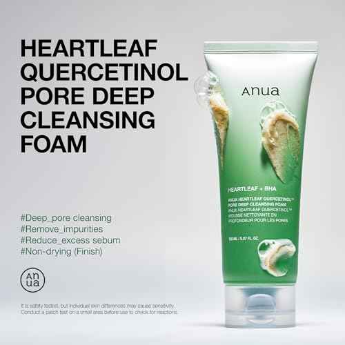 ANUA Heartleaf Quercetinol Pore Deep Cleansing Foam, Facial Cleanser, for Double Cleansing, BHA, Hyaluronic Acid, Glycerin, Face Wash, Blackhead Remover, Korean Skincare (150ml/5.07 fl.oz.)