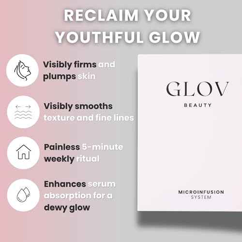 Glov Beauty Micro Infusion System for Face & Lips ? 0.25mm 24k Gold Cosmetic Facial Stamp with Hyaluronic Acid, Collagen Peptides & Licorice Root Serum Ampoules | At-Home Hydrating & Plumping Glow Kit