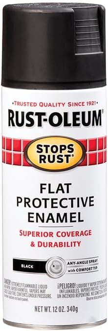 Rust-Oleum 7776830 Stops Rust Spray Paint, 12 oz, Flat Black