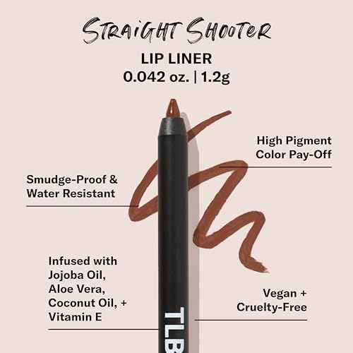 The Lip Bar - Lip Liner, Straight Shooter (Medium Brown) - High Pigment & Super Creamy - Smudge Proof & Water Resistant - Jojoba Oil, Aloe Vera, Coconut Oil, Vitamin E - Vegan & Cruelty Free - .042 oz