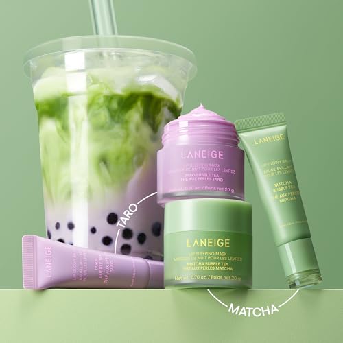 LANEIGE Lip Glowy Balm Matcha Bubble Tea: Nourishing Sheer-Tinted Balm for Daytime Lip Hydration