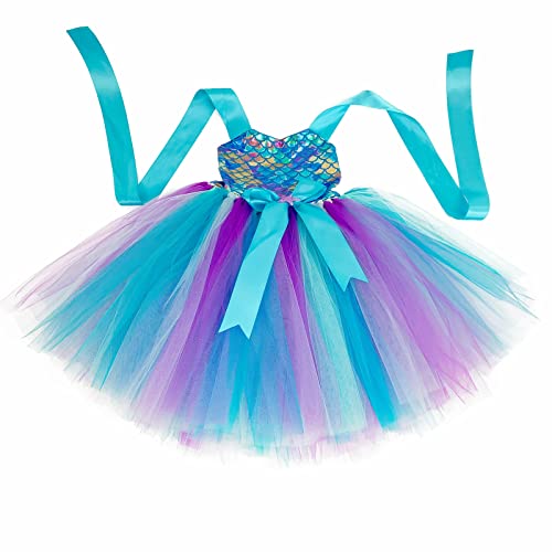 O'COCOLOUR Girls Mermaid Birthday Outfits Halloween Dress Up Costume Easter Summer Vacation Party (5-6 Years, Purple)