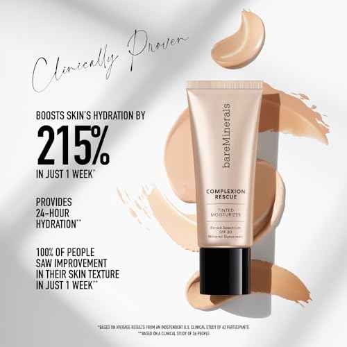 bareMinerals Complexion Rescue Tinted Moisturizer for Face with SPF 30, Hydrating Vegan Tinted Mineral Sunscreen with Hyaluronic Acid, Sheer-to-Light Coverage for Dewy, Healthy-Looking Skin