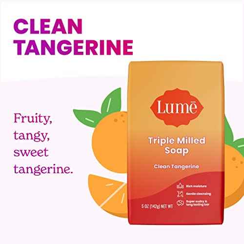 Lume Triple Milled Bar Soap - Rich Moisture & Gentle Cleansing - Paraben Free, Phthalate Free, Skin Safe - 5 ounce (Clean Tangerine)