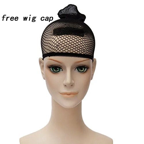 Wiggy Mermaid Black Deetz Wig 35cm Long Black Wavy Wig + Wig Cap for Halloween Costume Party Cosplay