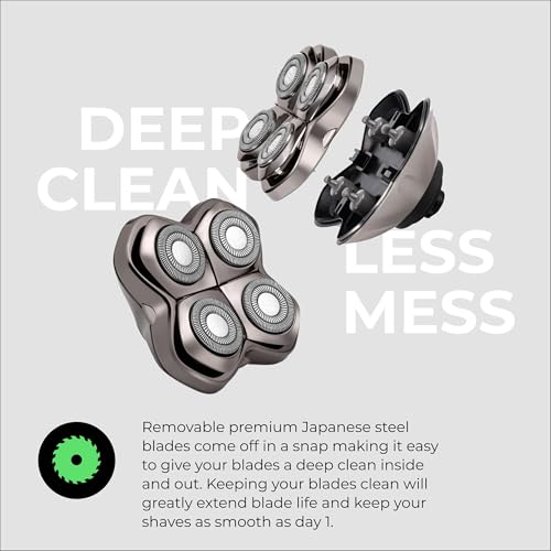 Skull Shaver Forte PRO 4 Head Replacement Blade - Shaver Blade for Wet & Dry Shaving - Rotary Heads Design - Japanese Stainless Steel - Compatible with Pitbull, Palm & Butterfly Kiss Shavers