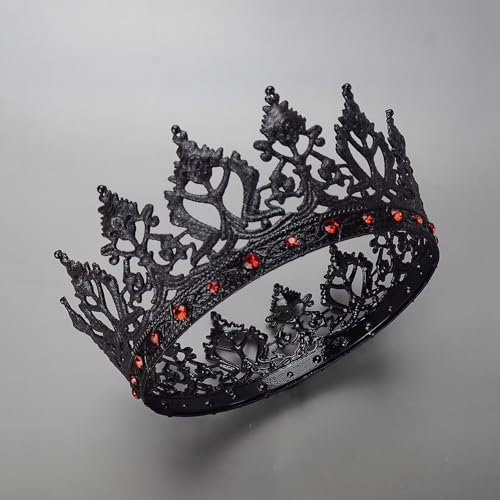 S SNUOY King Crowns for Men Black Crown for Women Medieval Crowns and Tiaras Rhinestone Metal Headpieces for Prom Cosplay Party Homecoming Birthday Halloween Christmas