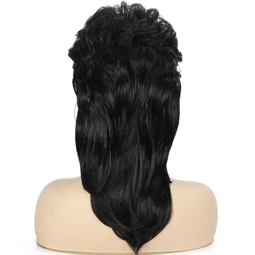 Daiaces Black Mullet Wigs for Women 80s Rocker Wig Costumes Fancy Party Cosplay Halloween Wig