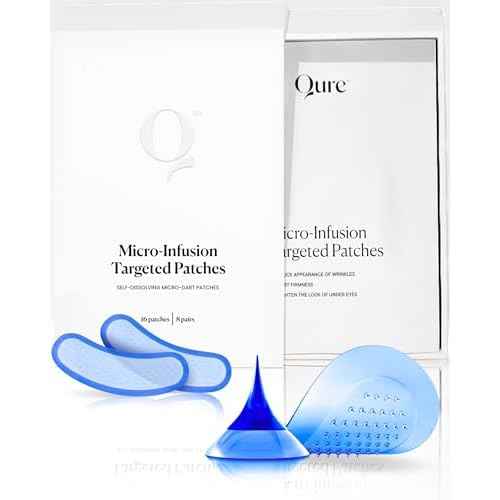 Qure Micro-Infusion Anti Wrinkle Patches for Smile Line, Frown lines, Under Eye Bags, Puffiness, Crow's Feet - Retinol, Caffeine, Peptides - Dissolvable for Overnight Use - 8 Pairs