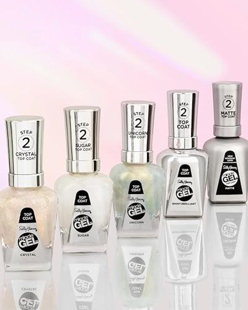 Sally Hansen Miracle Gel Nail Polish Super Volume Builder Top Coat | Salon Quality, Gel-Like Formula, Two-Step System, No UV Light Needed, Long Lasting | Sheer, Glossy