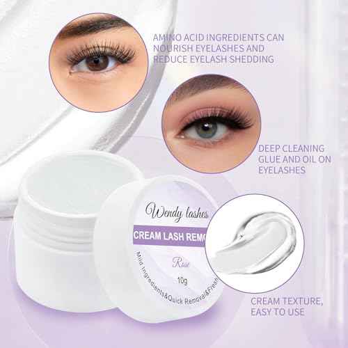 Wendy Lash Remover for Eyelash Extensions: Effectively Cluster Glue Remover Cream, Clear Rose