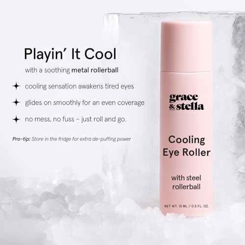 grace & stella Under Eye Brightener with Cooling Metal Rollerball - Ceramide & Caffeine Eye Cream for Puffy Eyes - Travel Size Toiletries - Vegan Skincare (15ml / 0.51floz)
