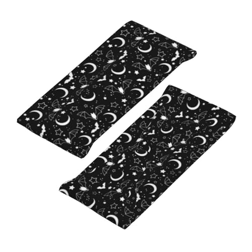 Gothic Goth Bat Headbands Stars Moon Sweatband Fashion Summer Hair Bands for Tennis,Basketball,Running,Gym,Working Out