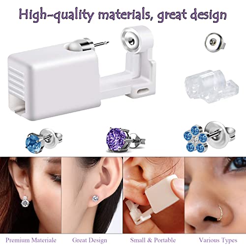 6 Pack Ear Piercing Kit Disposable Self Ear Piercing Gun No Pain Ear Piercings Gun Kit Tool (blue purple)