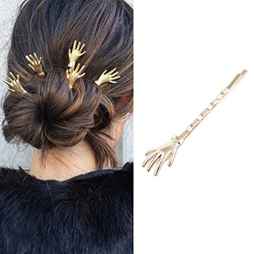 10Pcs Cute Spooky Skeleton Hands Bobby Pins Women Girls Halloween Hair Accessories, Gold