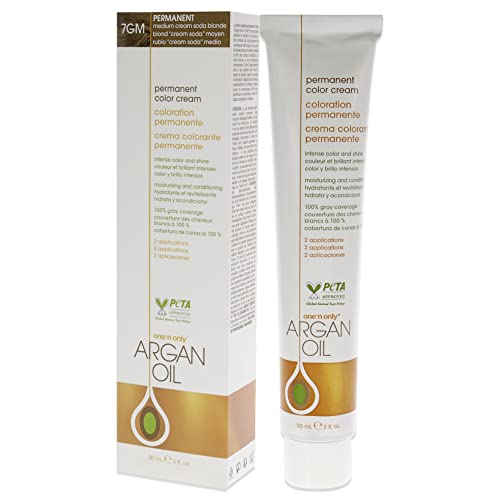 One-n-Only Argan Oil Permanent Color Cream - 7GM Medium Cream Soda Blonde Hair Color Unisex 3 oz (Pack of 2)