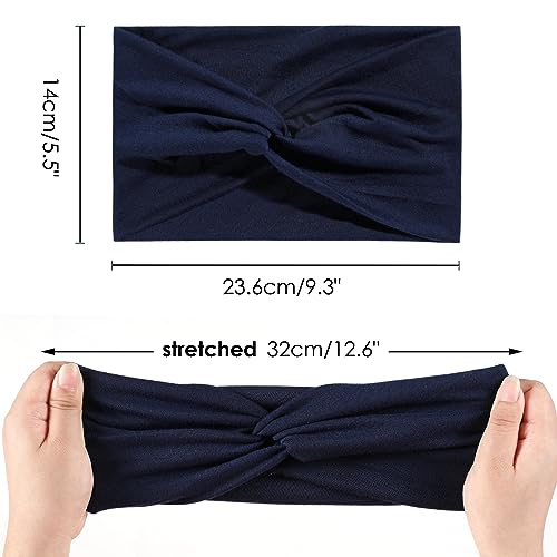 Achiou 6 Pack Twisted Knotted Headbands - Wide Non-Slip Elastic Boho Hair Bands for Women, Curly Hair, Girls, Yoga & Workout