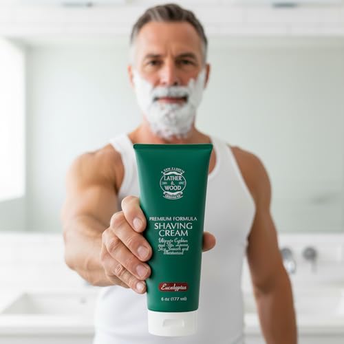 Mens Eucalyptus Shaving Cream – Cool, Refreshing Lather That Stops Razor Burn Cold – Premium Barbershop Quality Formula with Natural Ingredients, Smooth & Irritation-Free Shaves in Every Tube (6oz)