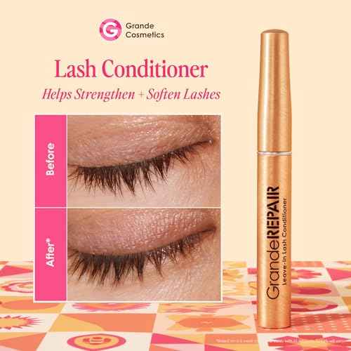 Grande Cosmetics GrandeREPAIR Leave-In Lash Conditioner Strengthens, Softens & Protects with Biotin Peptide & Nourishing Oils- Invisible Formula to Prevent Breakage, Support Healthier Lashes (0.10 oz)