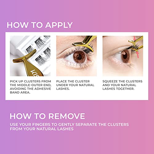 KISS imPRESS Falsies False Eyelashes, Lash Clusters, Spiky', 16 mm, Includes 20 Clusters, 1 applicator, Contact Lens Friendly, Easy to Apply, Reusable Strip Lashes